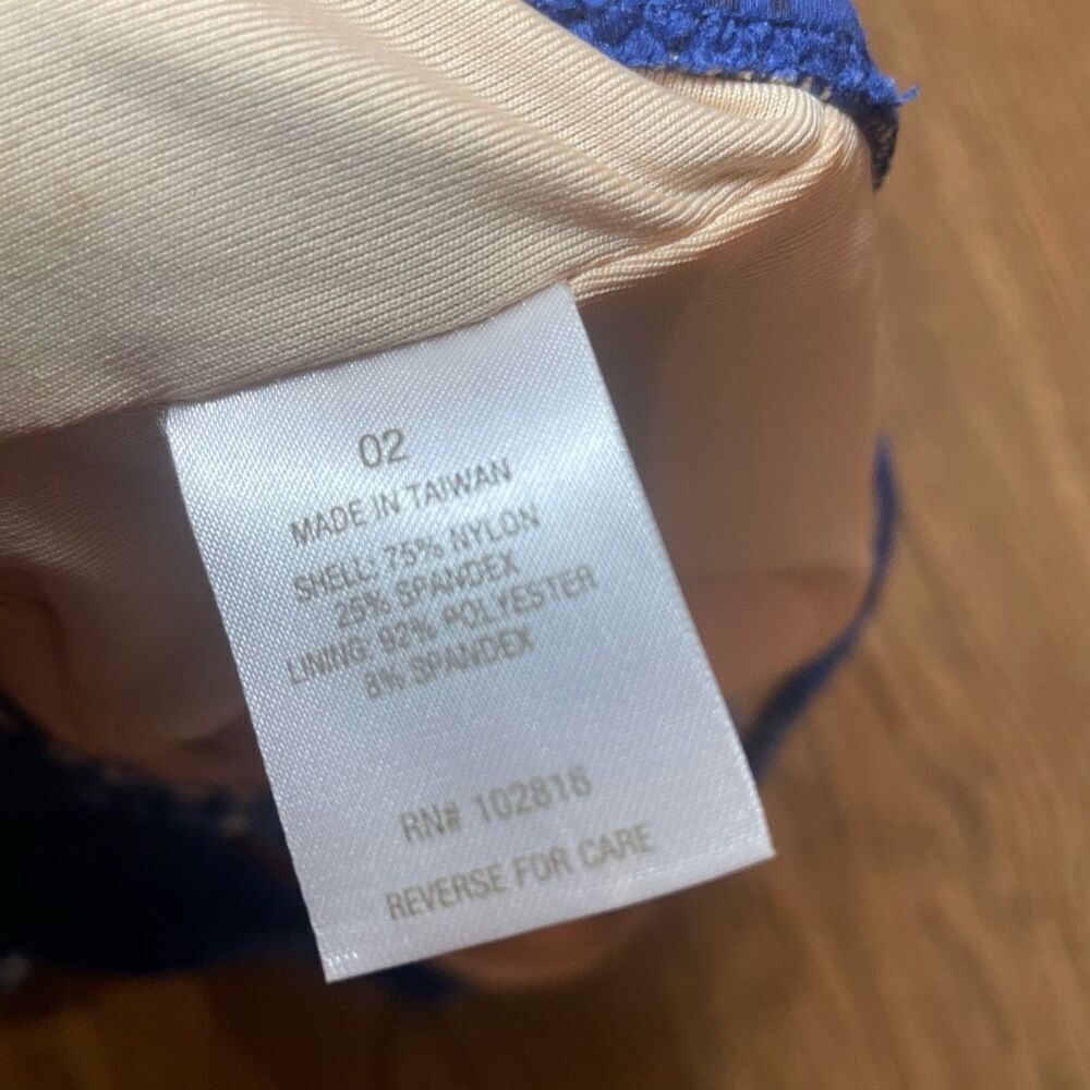 NWOT Garnet Hill Signature OnePiece Blue Shibori Patchwork Print Swimsuit Size 2 - Picture 7 of 8